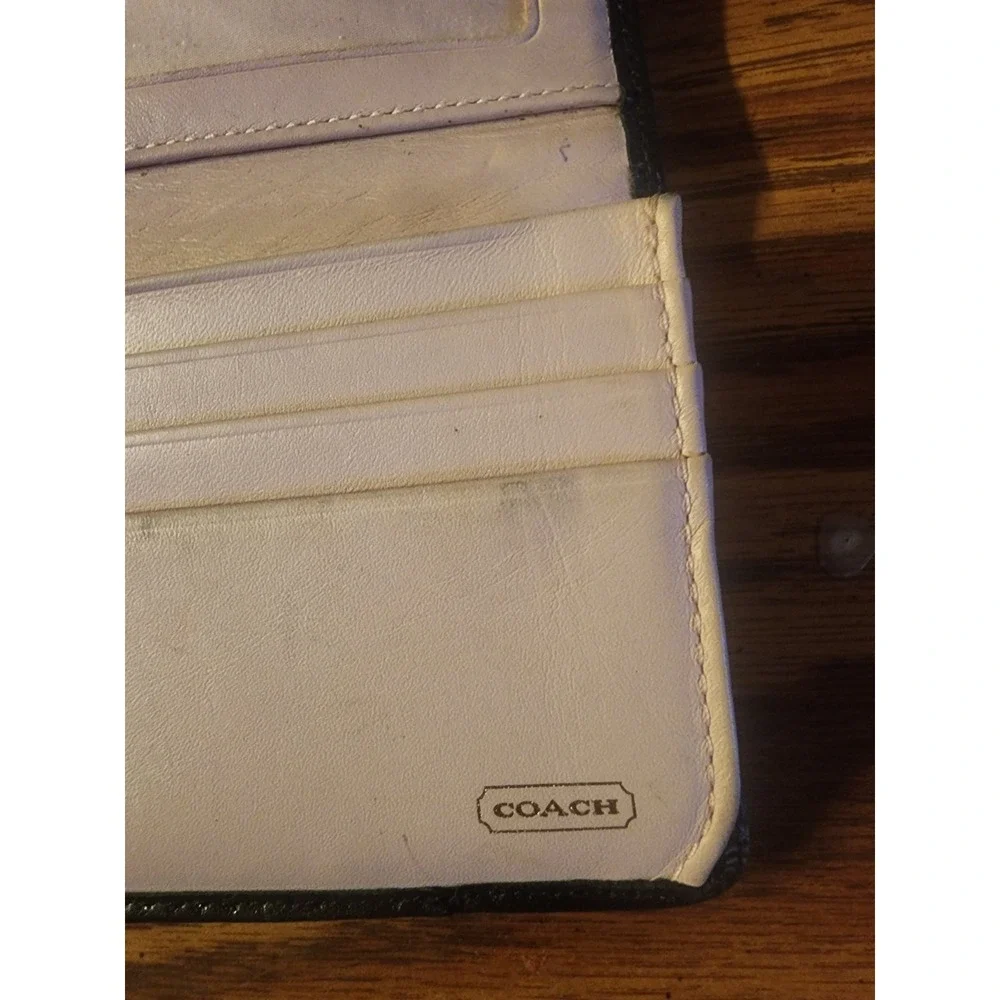 Vintage Coach Madison Black Leather Envelope Trifold Clutch Wallet